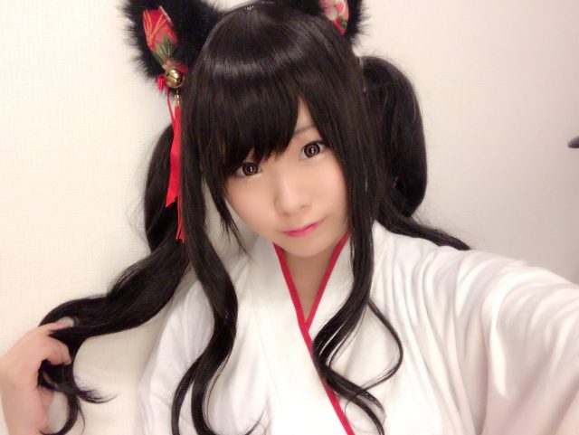 くろねこ 巫女 ツインテール コスプレ 画像