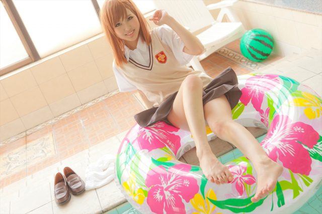 コスプレイヤー なーさん 透けたパンツがエロい 『とある科学の超電磁砲』 御坂美琴の制服コスプレ画像