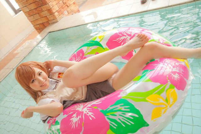 コスプレイヤー なーさん 透けたパンツがエロい 『とある科学の超電磁砲』 御坂美琴の制服コスプレ画像