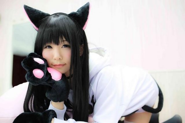 コスプレイヤー五木あきら 猫耳がエロ可愛い黒猫コスプレ画像