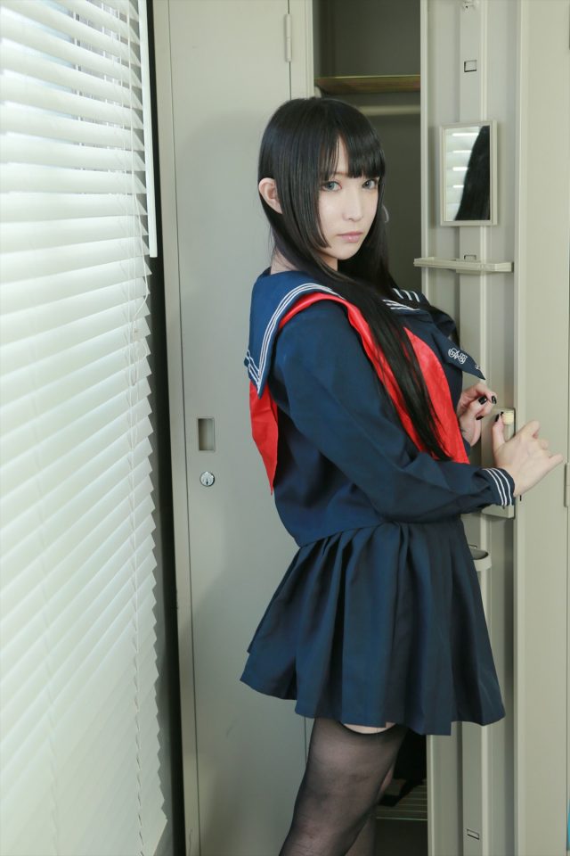 コスプレイヤー るしゃ 黒ストッキング セーラー服 コスプレ エロ画像