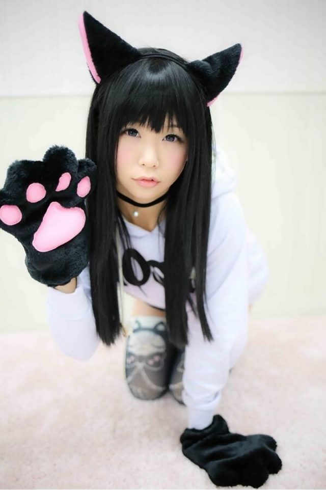 コスプレイヤー五木あきら 猫耳がエロ可愛い黒猫コスプレ画像
