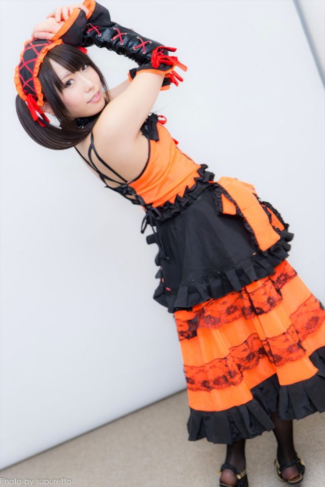 有村千佳 『デート・ア・ライブ』 時崎狂三（ときさきくるみ）のコスプレでTバックの食い込みパンチラがエロい画像