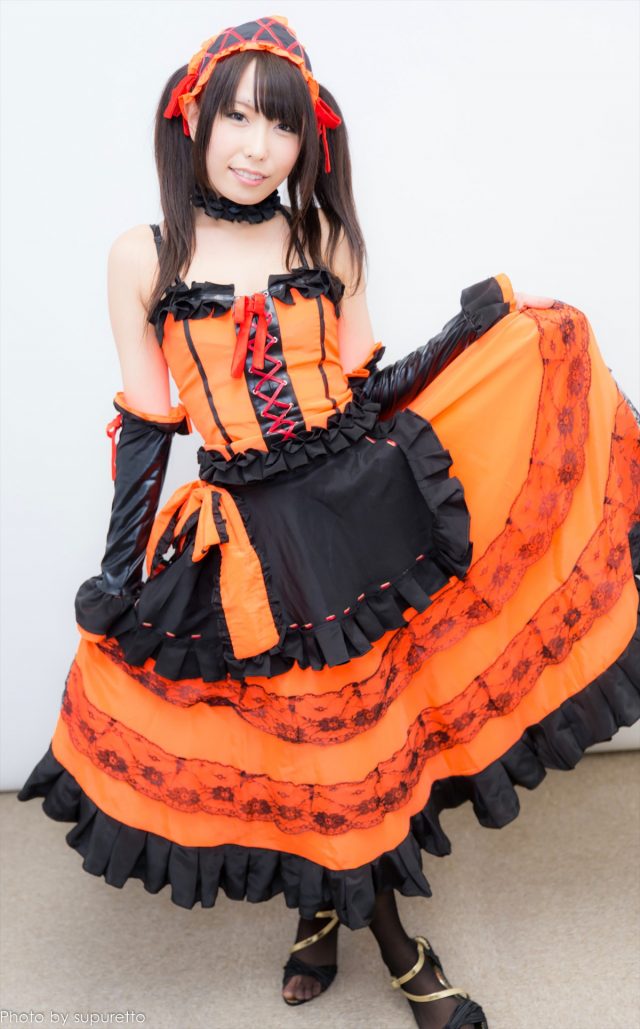 有村千佳 『デート・ア・ライブ』 時崎狂三（ときさきくるみ）のコスプレでTバックの食い込みパンチラがエロい画像