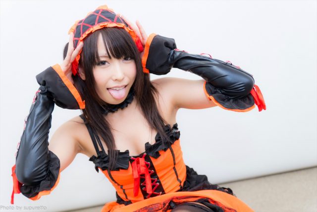 有村千佳 『デート・ア・ライブ』 時崎狂三（ときさきくるみ）のコスプレでTバックの食い込みパンチラがエロい画像