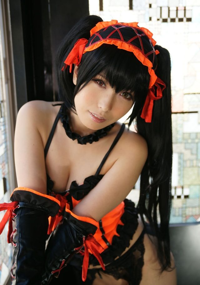 有村千佳 『デート・ア・ライブ』 時崎狂三（ときさきくるみ）のコスプレでTバックの食い込みパンチラがエロい画像