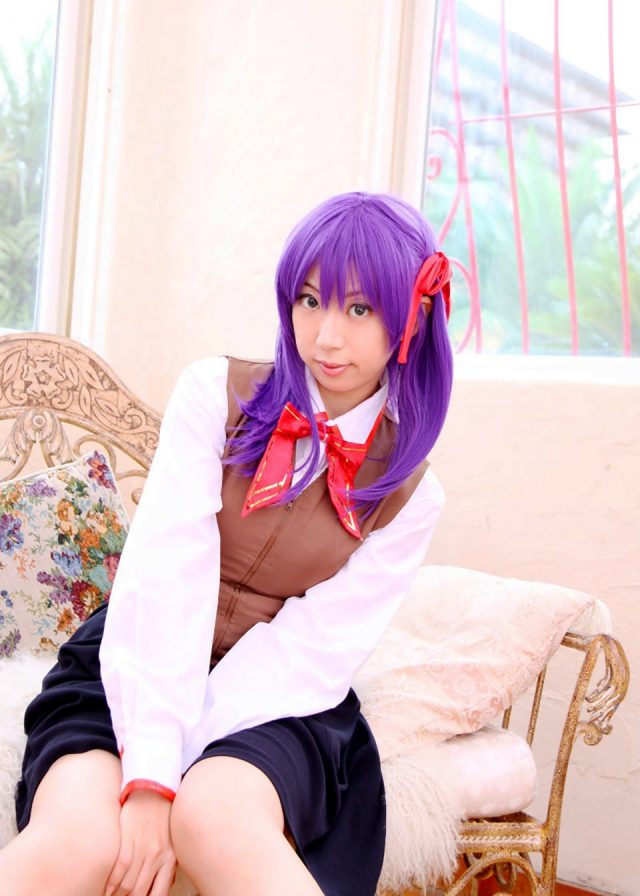 コスプレイヤー 桜井さち 白のショートソックスにムチムチな太ももがエロい 『Fate stay night』 間桐桜の制服コスプレ画像