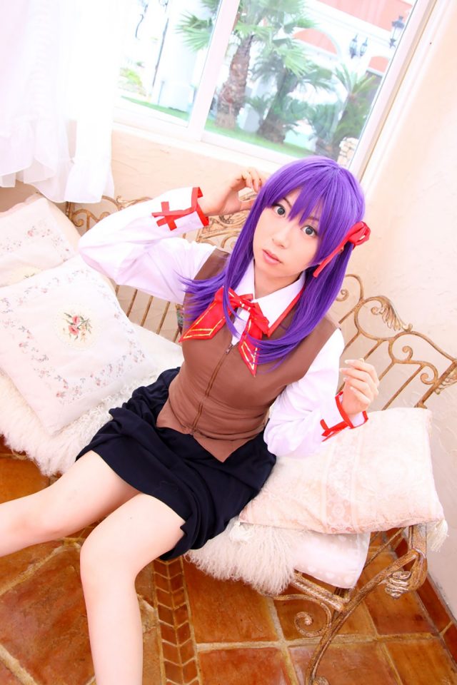 コスプレイヤー 桜井さち 白のショートソックスにムチムチな太ももがエロい 『Fate stay night』 間桐桜の制服コスプレ画像