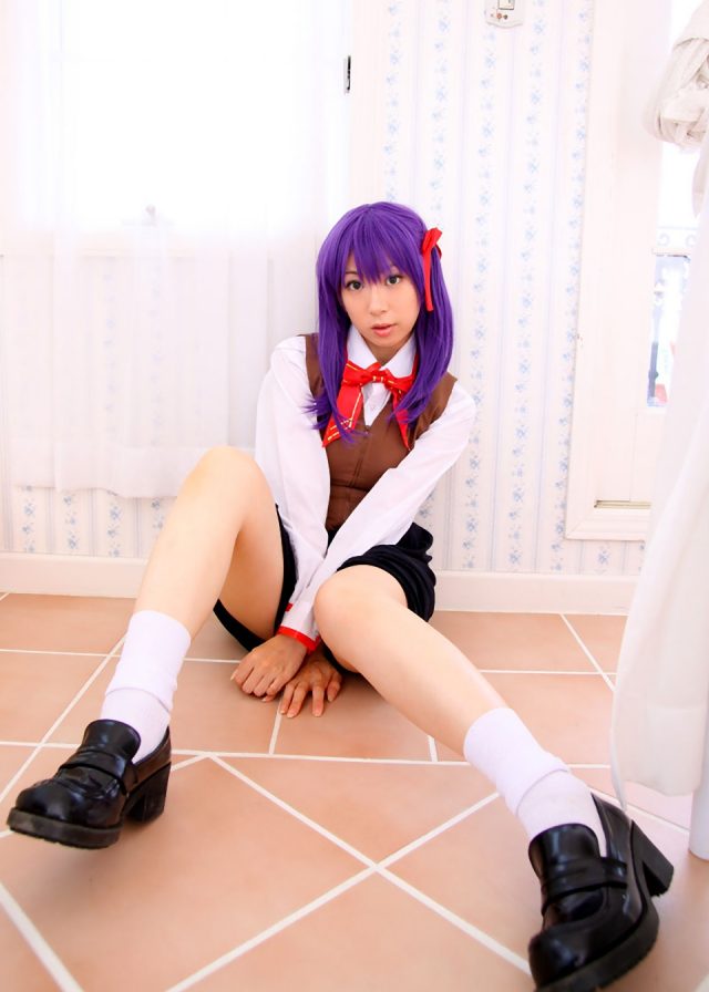 コスプレイヤー 桜井さち 白のショートソックスにムチムチな太ももがエロい 『Fate stay night』 間桐桜の制服コスプレ画像