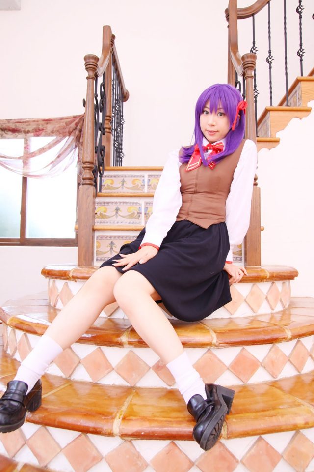 コスプレイヤー 桜井さち 白のショートソックスにムチムチな太ももがエロい 『Fate stay night』 間桐桜の制服コスプレ画像