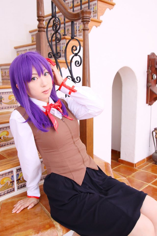 コスプレイヤー 桜井さち 白のショートソックスにムチムチな太ももがエロい 『Fate stay night』 間桐桜の制服コスプレ画像