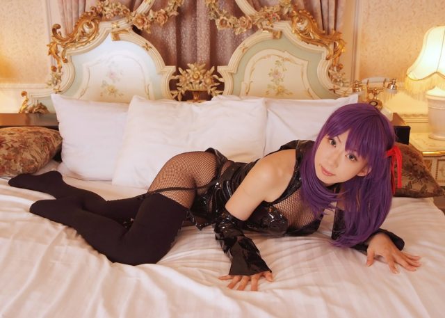 コスプレイヤー 桜井さち 網タイツのボンテージ衣装がエロい 『Fate stay night』 間桐桜のコスプレ画像