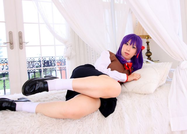 コスプレイヤー 桜井さち 白のショートソックスにムチムチな太ももがエロい 『Fate stay night』 間桐桜の制服コスプレ画像