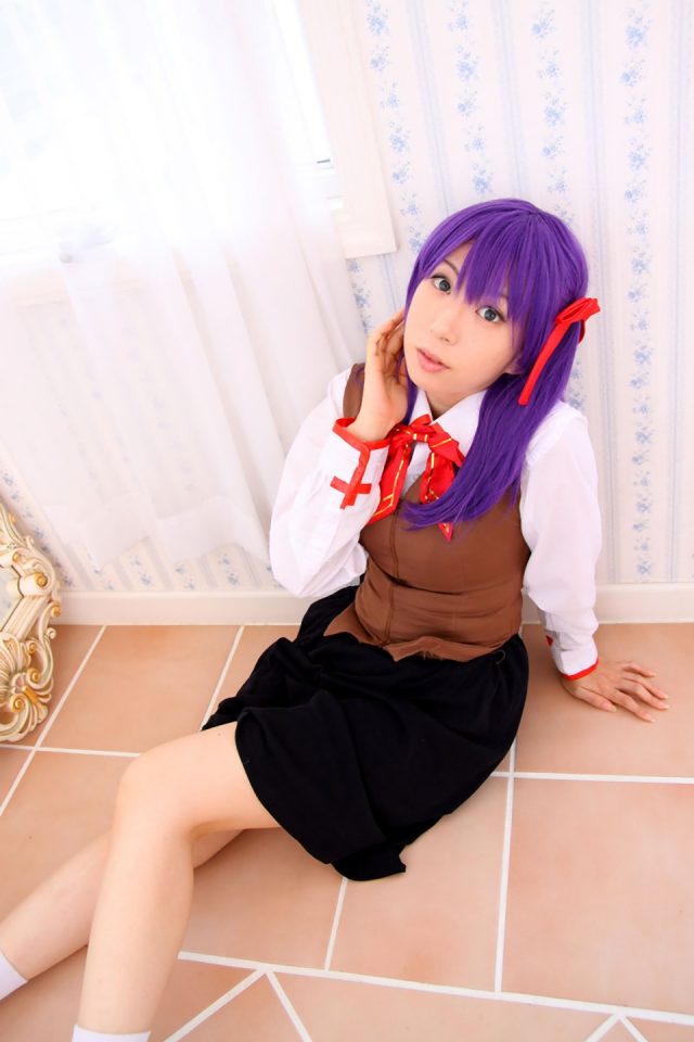 コスプレイヤー 桜井さち 白のショートソックスにムチムチな太ももがエロい 『Fate stay night』 間桐桜の制服コスプレ画像