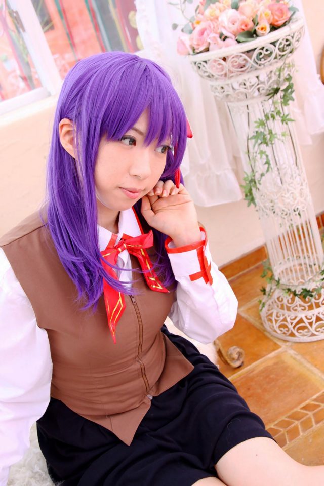 コスプレイヤー 桜井さち 白のショートソックスにムチムチな太ももがエロい 『Fate stay night』 間桐桜の制服コスプレ画像
