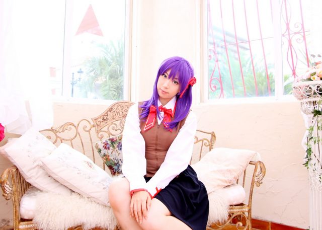 コスプレイヤー 桜井さち 白のショートソックスにムチムチな太ももがエロい 『Fate stay night』 間桐桜の制服コスプレ画像