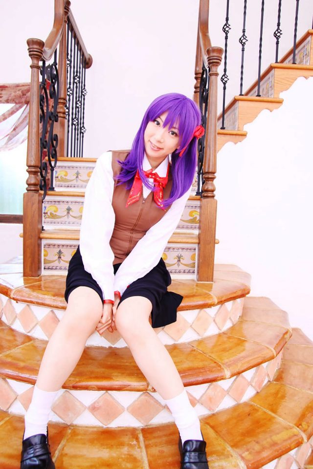 コスプレイヤー 桜井さち 白のショートソックスにムチムチな太ももがエロい 『Fate stay night』 間桐桜の制服コスプレ画像
