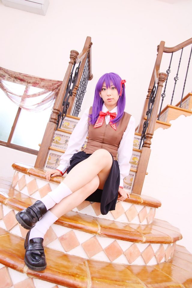 コスプレイヤー 桜井さち 白のショートソックスにムチムチな太ももがエロい 『Fate stay night』 間桐桜の制服コスプレ画像