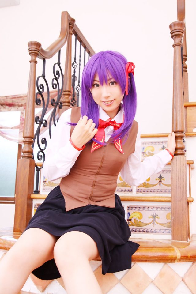 コスプレイヤー 桜井さち 白のショートソックスにムチムチな太ももがエロい 『Fate stay night』 間桐桜の制服コスプレ画像