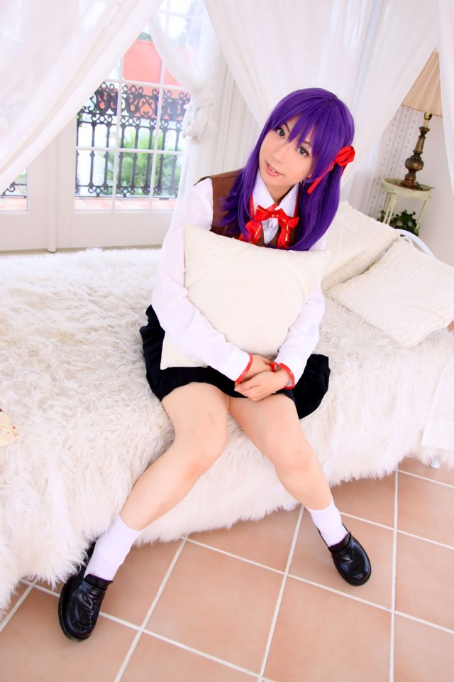 コスプレイヤー 桜井さち 白のショートソックスにムチムチな太ももがエロい 『Fate stay night』 間桐桜の制服コスプレ画像