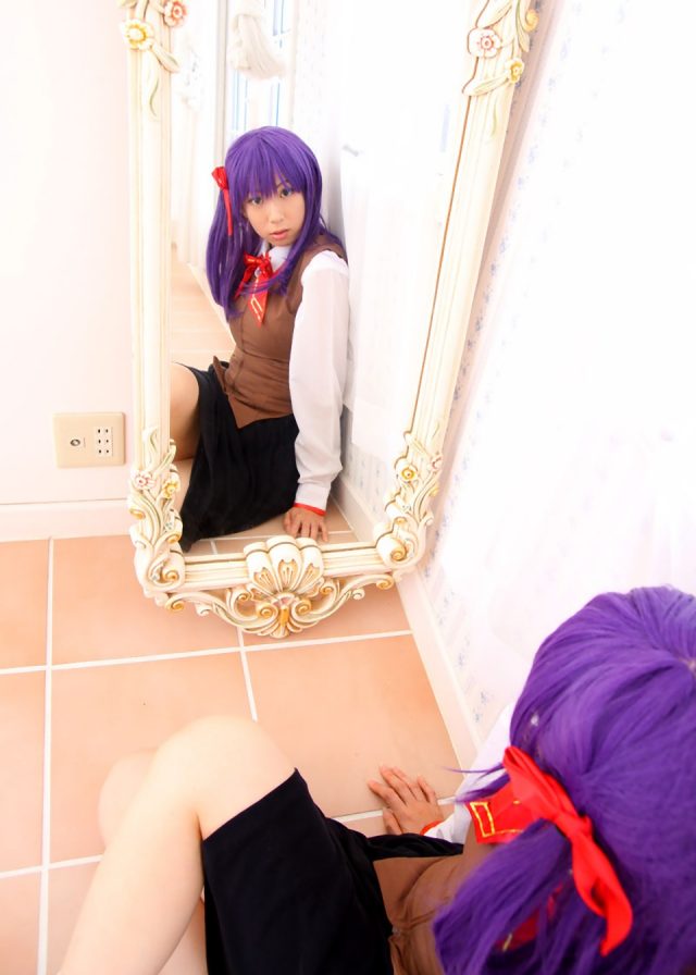 コスプレイヤー 桜井さち 白のショートソックスにムチムチな太ももがエロい 『Fate stay night』 間桐桜の制服コスプレ画像