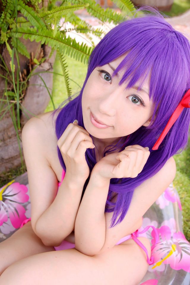 コスプレイヤー 桜井さち ピンクのビキニ水着に食い込んだ尻がエロい 『Fate stay night』 間桐桜のコスプレ画像