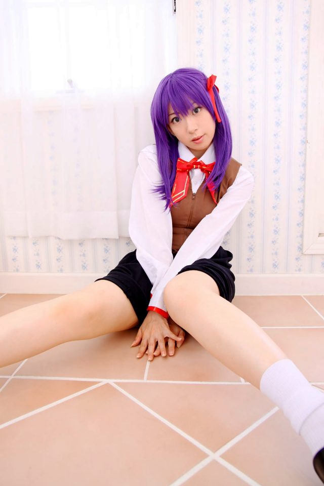 コスプレイヤー 桜井さち 白のショートソックスにムチムチな太ももがエロい 『Fate stay night』 間桐桜の制服コスプレ画像
